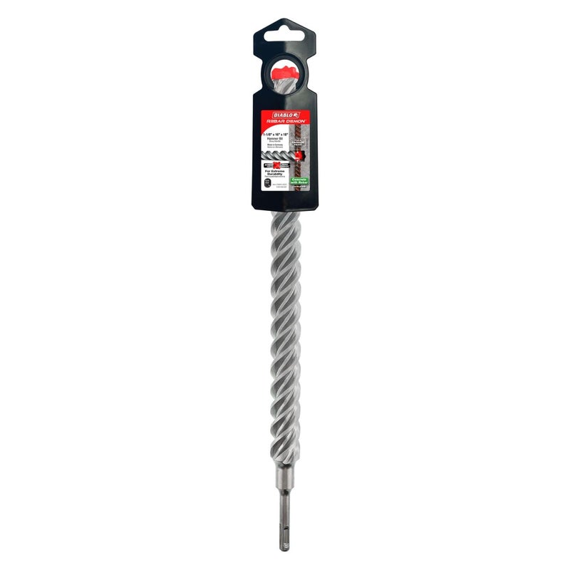 Diablo Rebar Demon SDS-Plus 4-Cutter Full Carbide Head Hammer Drill Bit - 1-1/8" Diameter, 18" Length, 16" Working Length - DMAPL4320 - Image 2